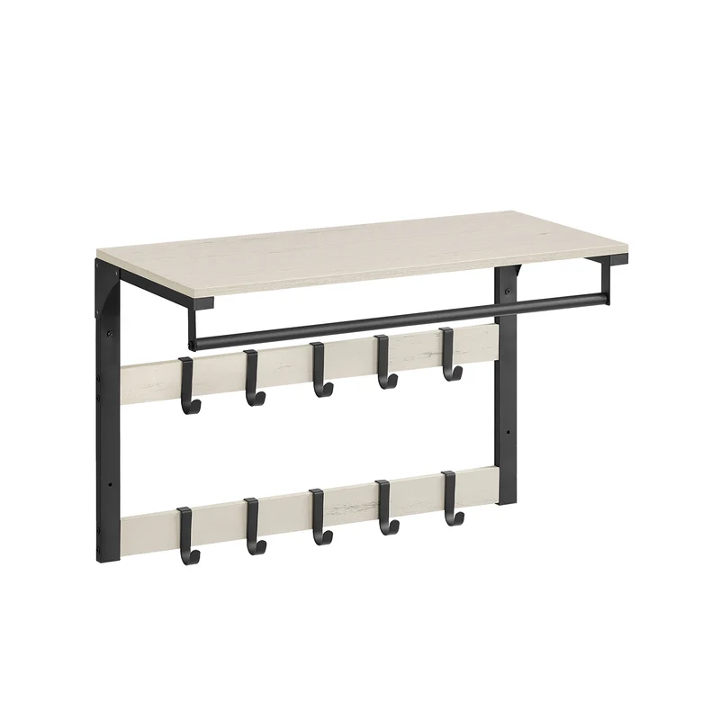 Perchero de Pared con Ganchos Roble y Blanco