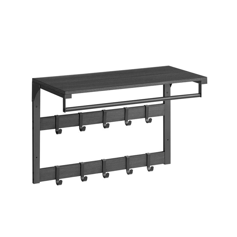 Perchero de Pared con Ganchos Roble y Blanco