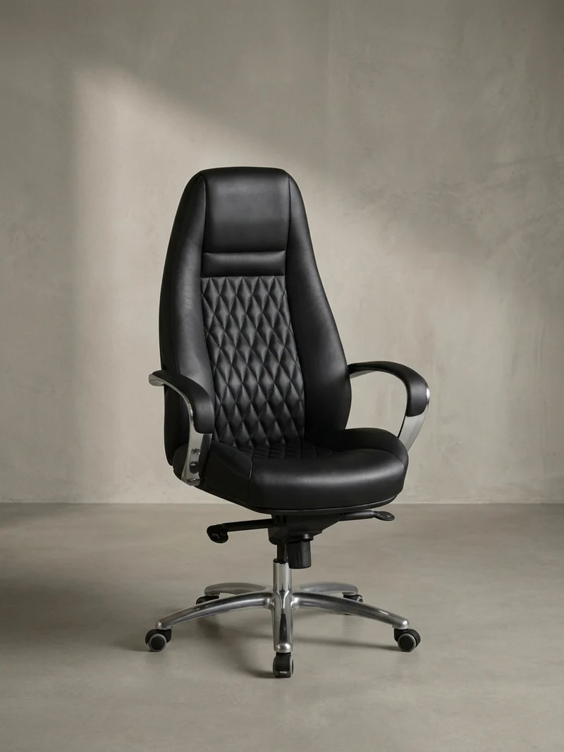 Chefsessel Echtleder mit Aluminiumfußkreuz und ergonomischer Sitzform