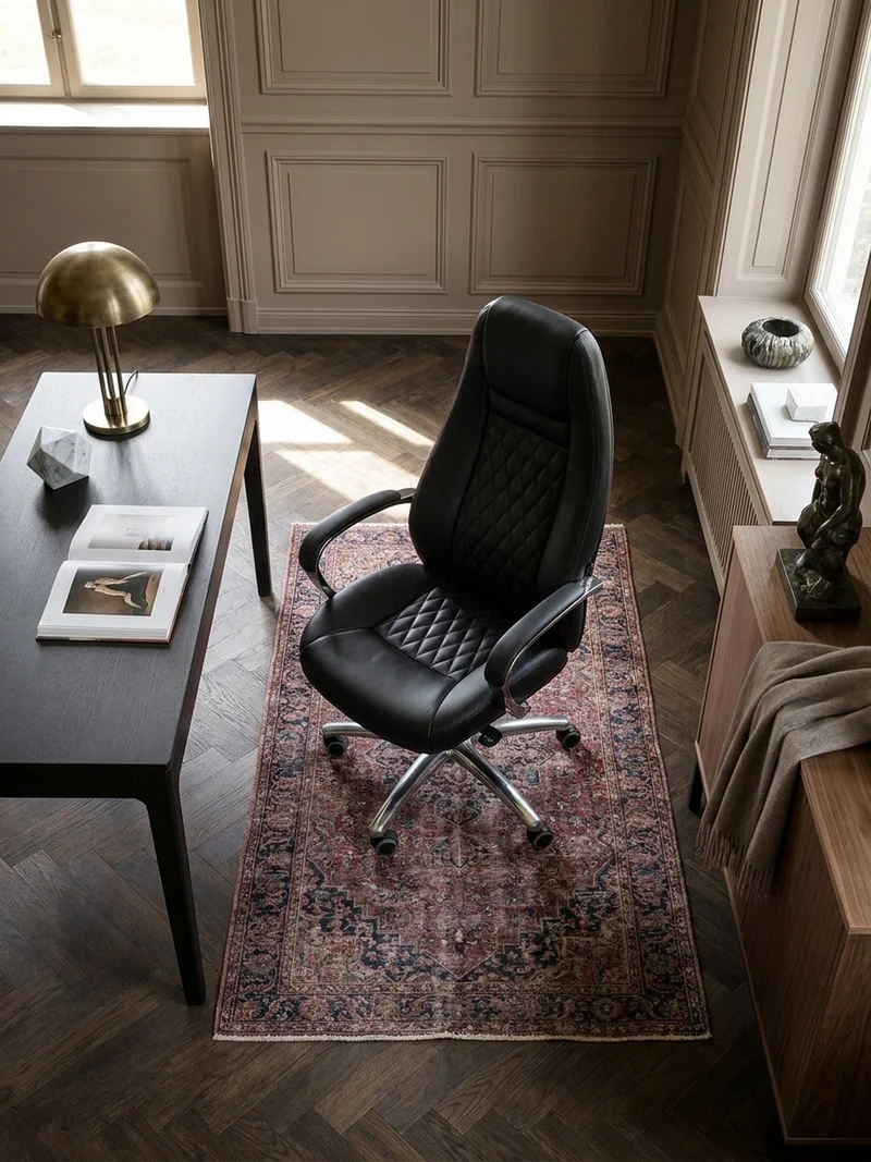 Chefsessel Echtleder mit Aluminiumfußkreuz und ergonomischer Sitzform