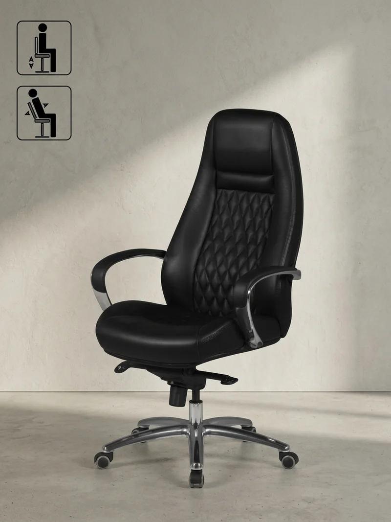 Chefsessel Echtleder mit Aluminiumfußkreuz und ergonomischer Sitzform