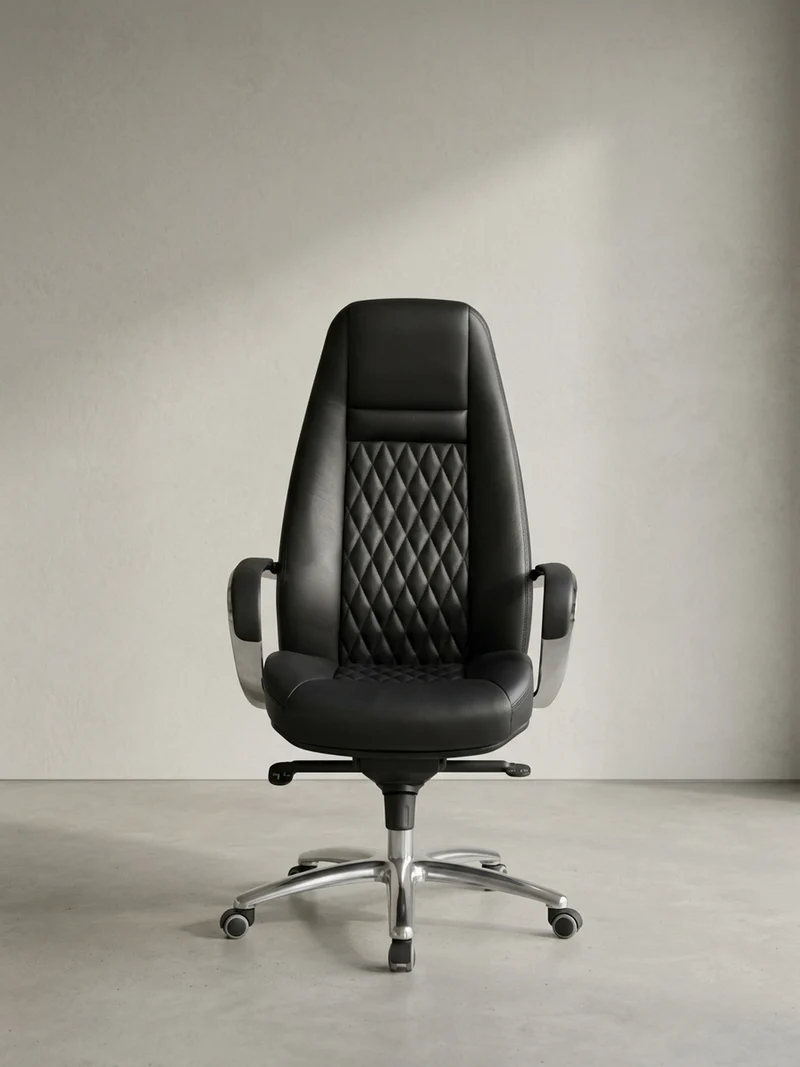 Chefsessel Echtleder mit Aluminiumfußkreuz und ergonomischer Sitzform