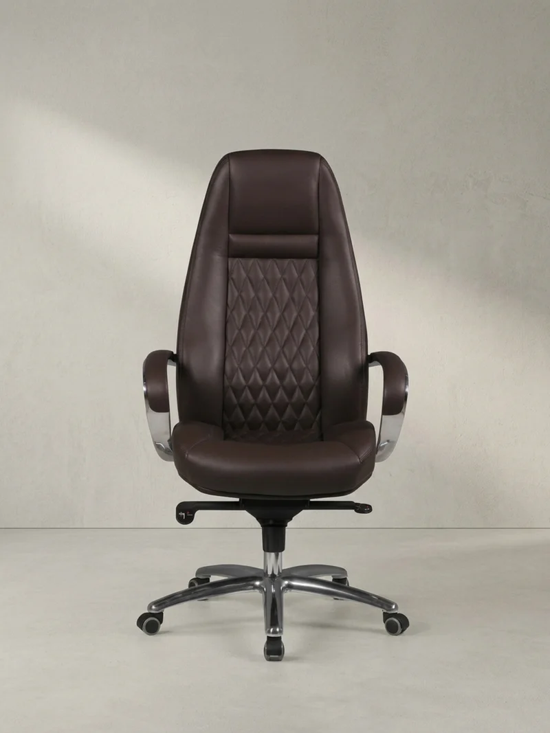 Chefsessel Echtleder mit Aluminiumfußkreuz und ergonomischer Sitzform