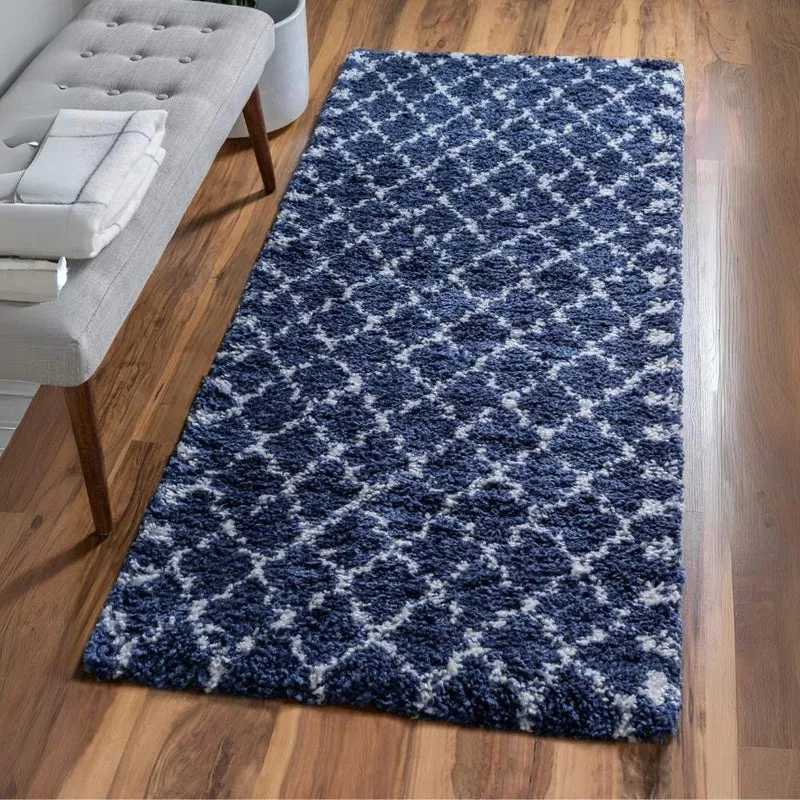 Teppich MARA Shaggy Läufer Ultra-Marineblau 80x185 cm