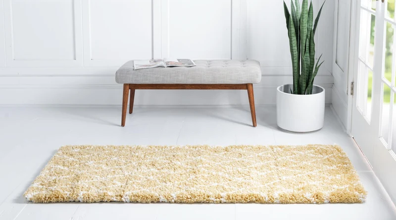 Teppich MARA Shaggy Läufer Gold-Gelb 80x305 cm