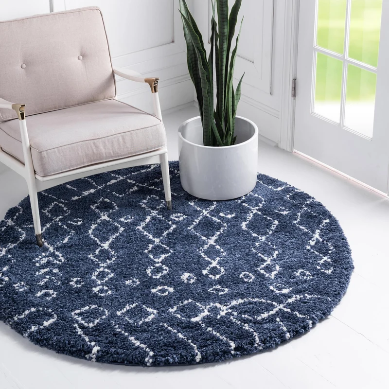 Teppich "MARA Shaggy" Rund Marineblau 150x150 cm