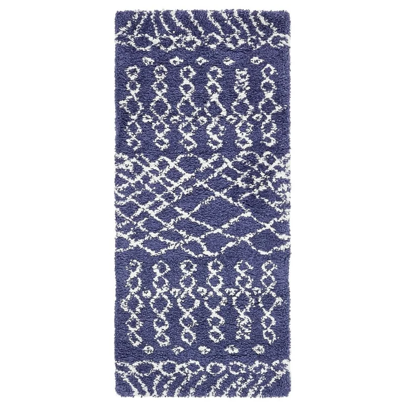 Teppich MARA Shaggy Läufer Marineblau 80x185 cm