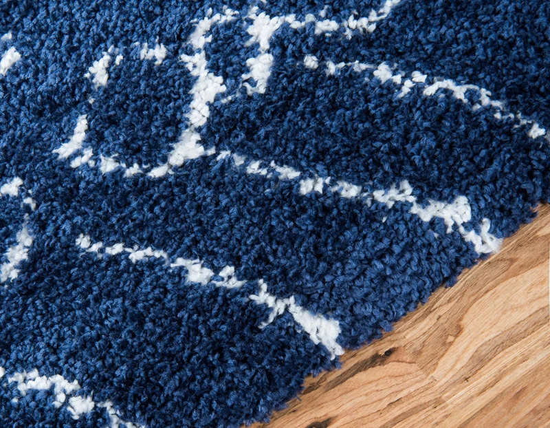 Teppich MARA Shaggy Läufer Marineblau 80x185 cm