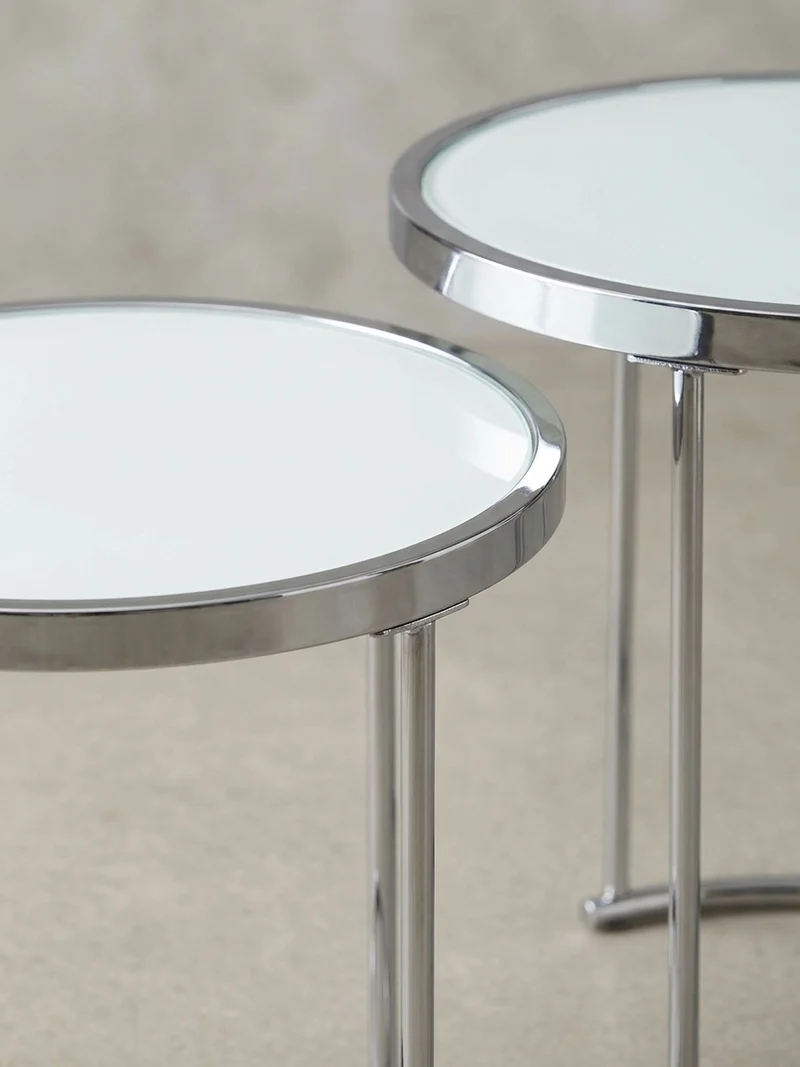 Couchtisch Set – Rund Glas 2-teilig mit Stauraum platzsparend
