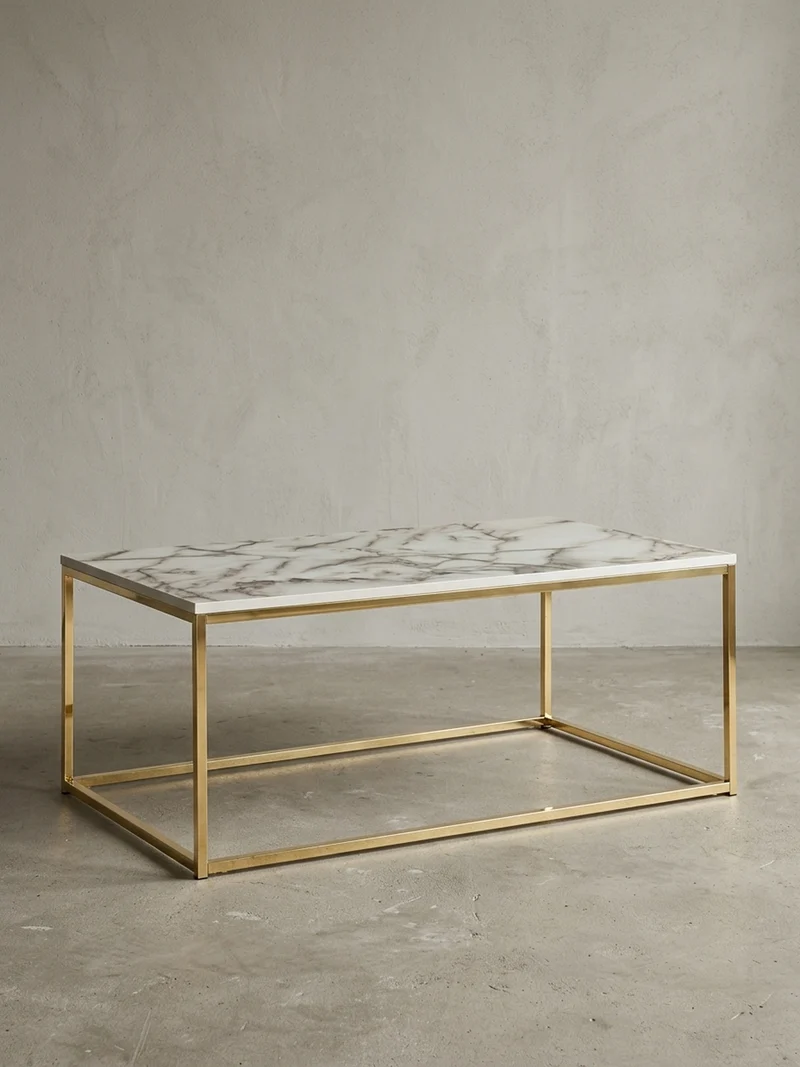 Couchtisch mit Marmor-Optik, Metallbeine, rechteckig, Serie