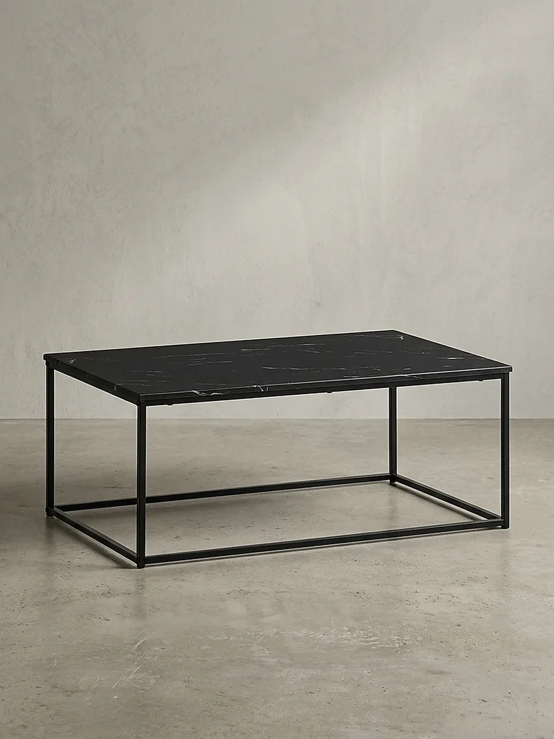 Couchtisch mit Marmor-Optik, Metallbeine, rechteckig, Serie