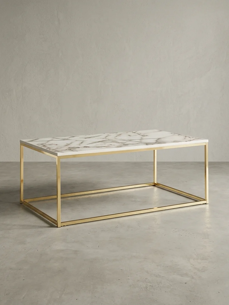 Couchtisch mit Marmor-Optik, Metallbeine, rechteckig, Serie