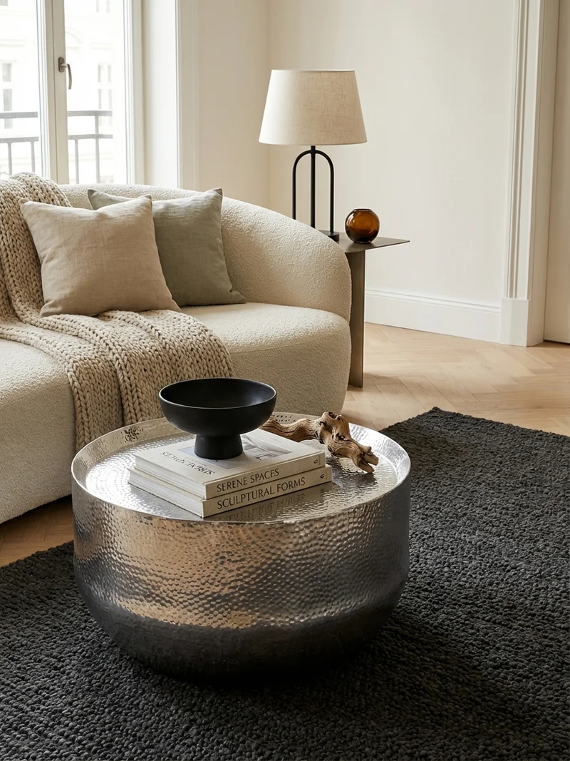 Couchtisch Orientalisch mit Hammerschlag-Struktur aus Aluminium und hohler Bauweise