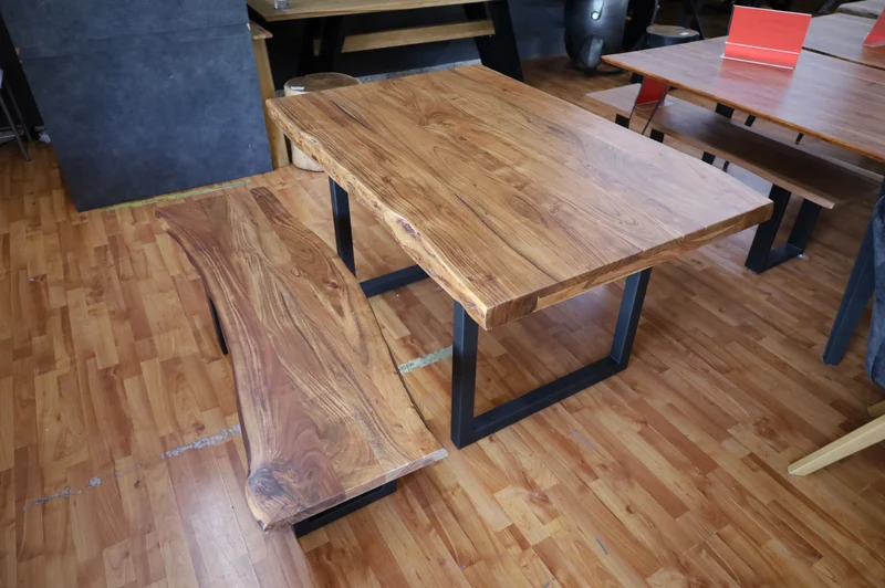 Esstisch Tisch + Massivholz Akazie +Echte Baumkante 120x90cm