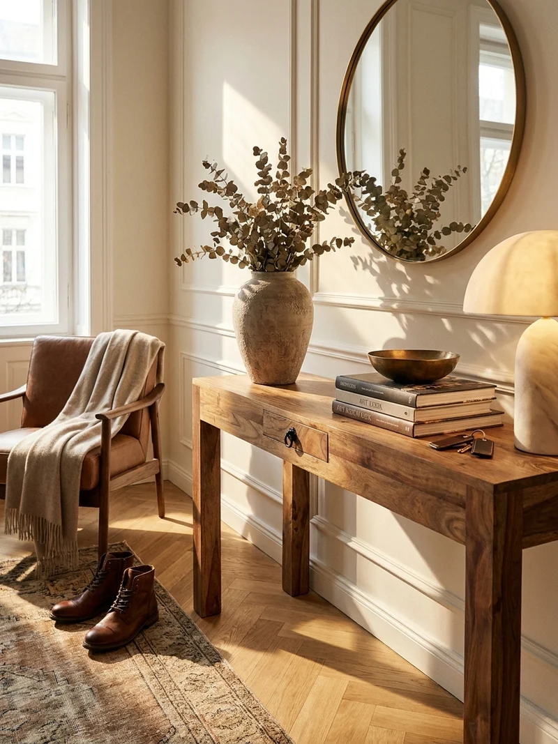 Konsolentisch Akazienholz Schublade Landhausstil