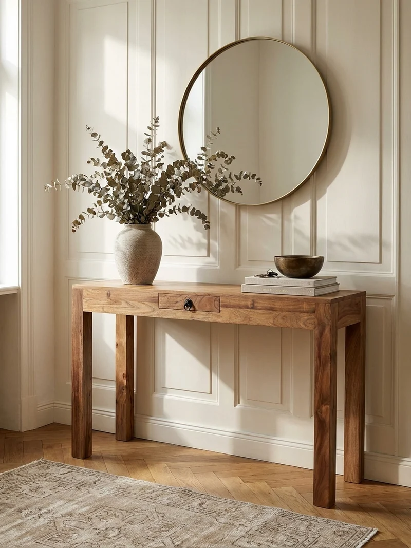 Konsolentisch Akazienholz Schublade Landhausstil
