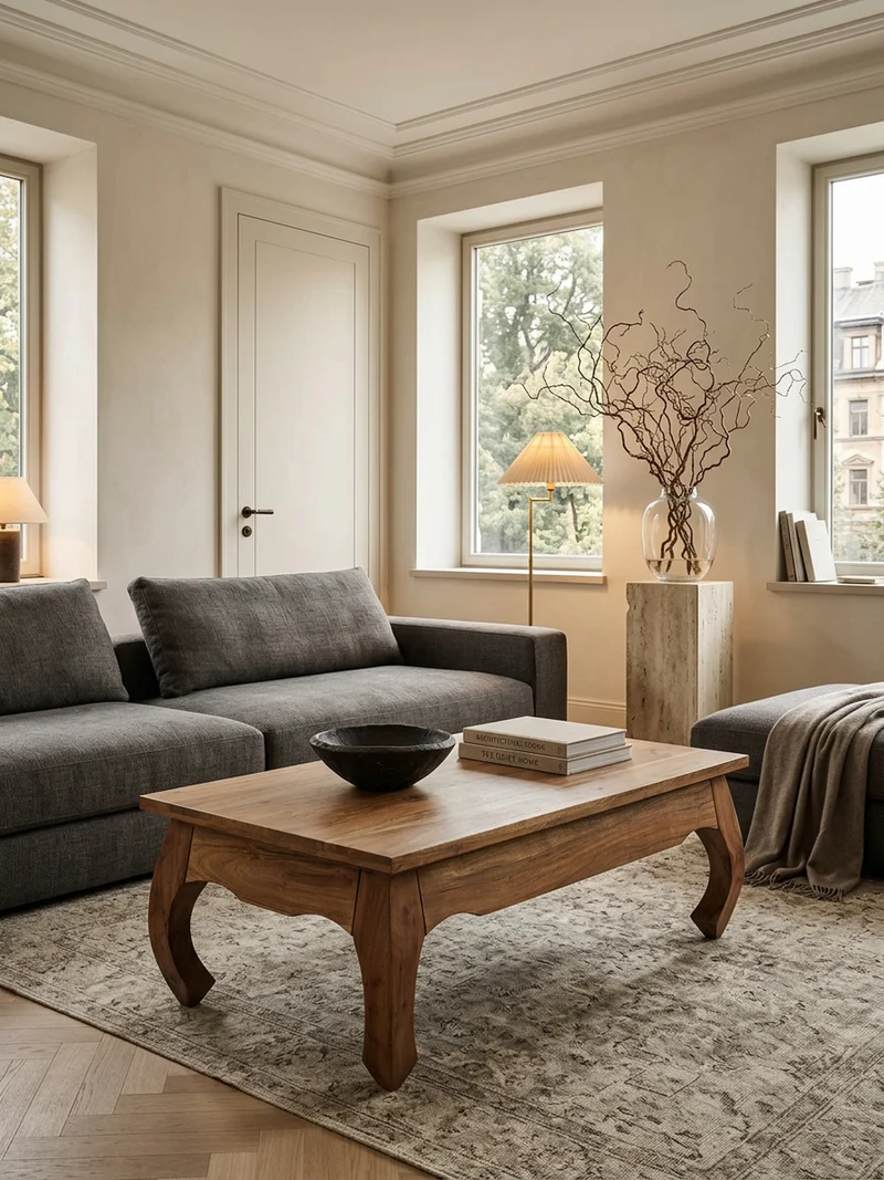 Couchtisch in Opium-Form aus Massivholz Akazie/Sheesham handgefertigt