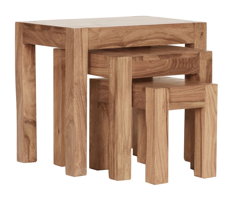 Beistelltisch 3er Set Massivholz Platzsparend Landhausstil