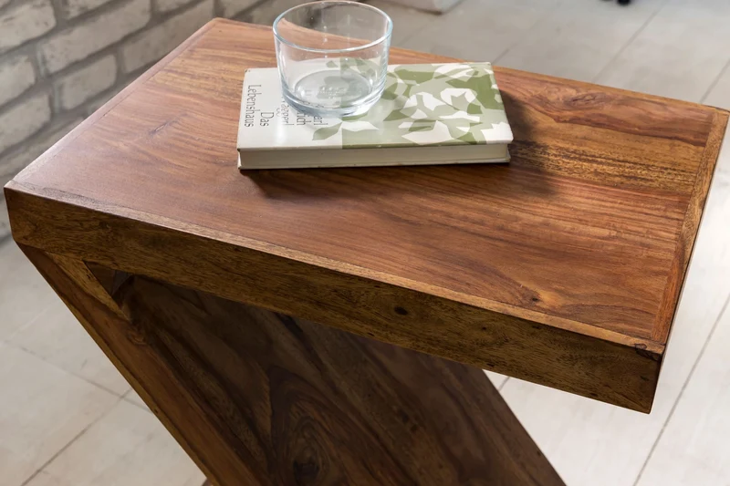 Beistelltisch Massivholz Z-Form Handgefertigt