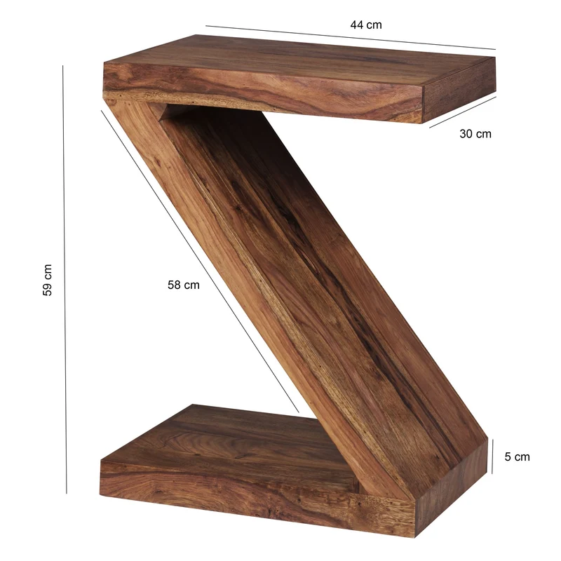 Beistelltisch Massivholz Z-Form Handgefertigt