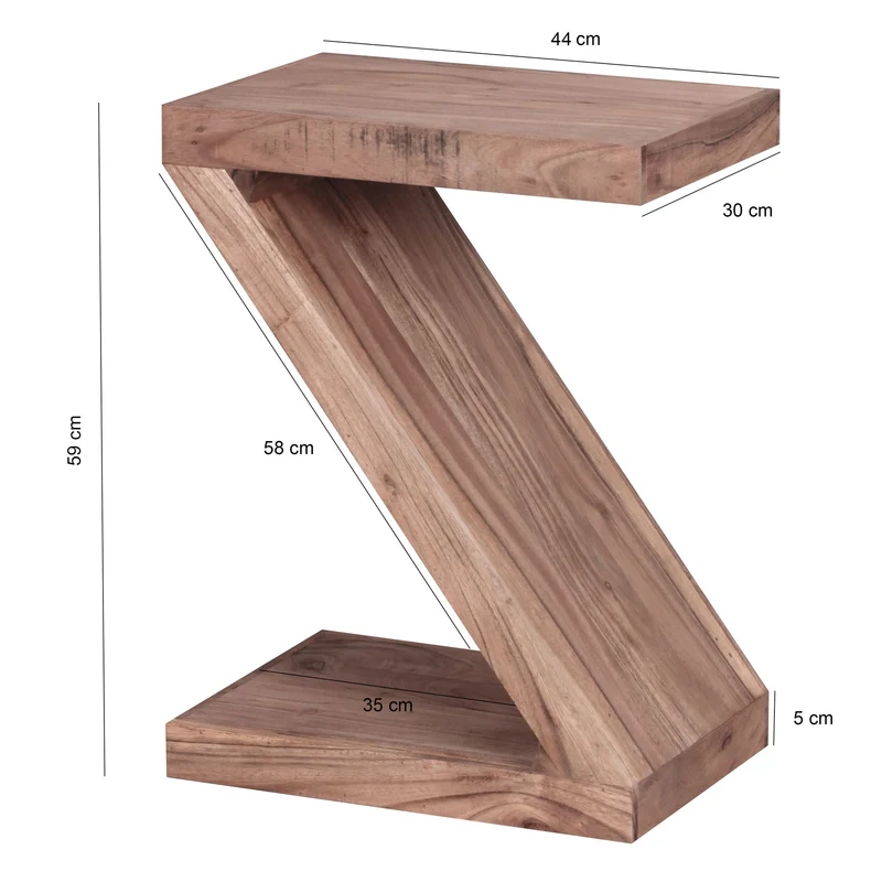 Beistelltisch Massivholz Z-Form Handgefertigt