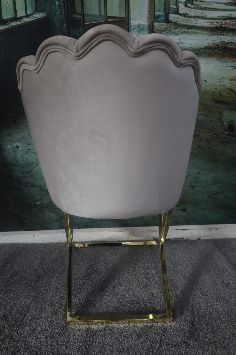 Esszimmerstuhl Stuhl +Samtstoff +Gestell in Chrom oder Gold +2 Farben