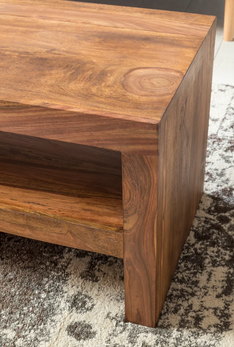 Couchtisch Sheesham Massivholz, Moderner Stil, Orientalisches Flair, 110x45x45 cm, Handgefertigt