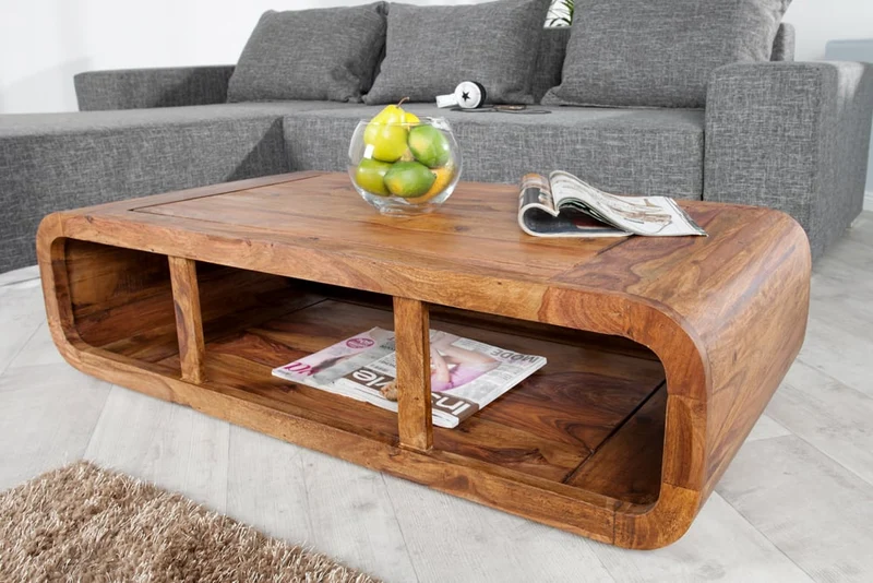 Puristischer Couchtisch MOHIT 100x50cm Palisander Massivholz