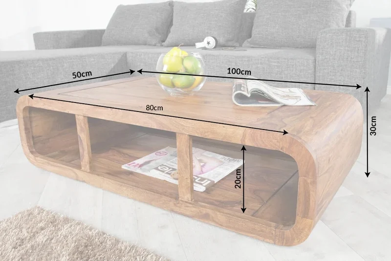 Puristischer Couchtisch MOHIT 100x50cm Palisander Massivholz