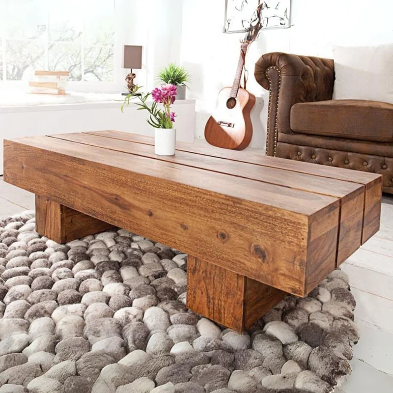 Puristischer Couchtisch SAMANTI 100cm Massivholz Palisander