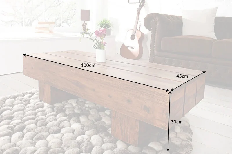 Puristischer Couchtisch SAMANTI 100cm Massivholz Palisander