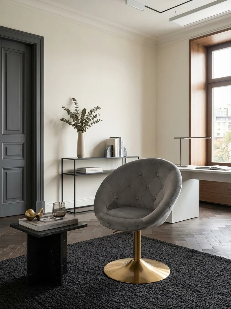 Loungesessel Chesterfield-Stil mit Samtbezug und 360° Drehfunktion