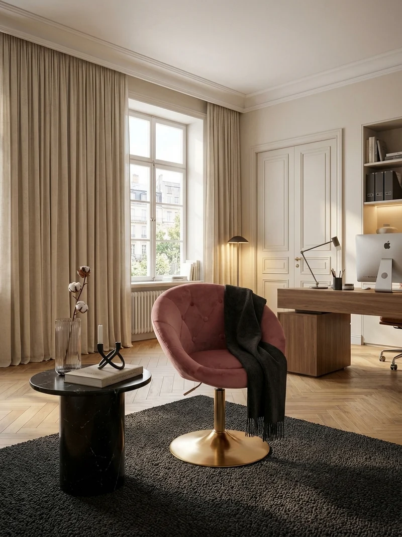 Loungesessel Chesterfield-Stil mit Samtbezug und 360° Drehfunktion