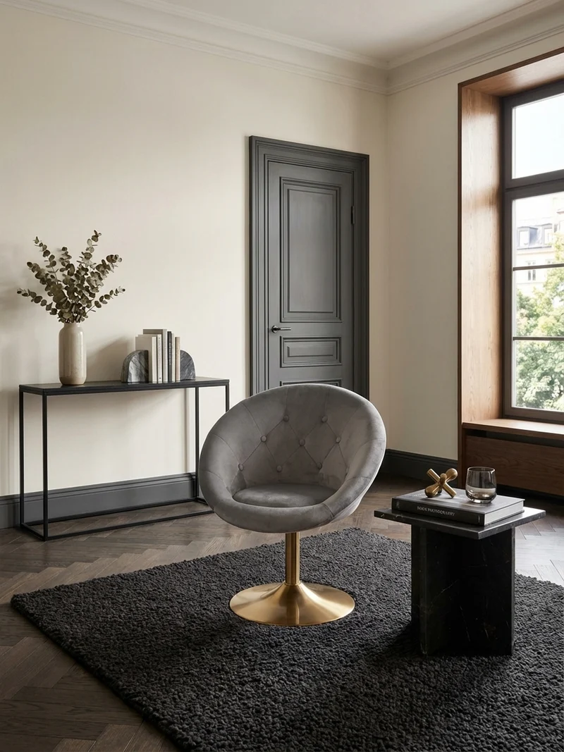Loungesessel Chesterfield-Stil mit Samtbezug und 360° Drehfunktion