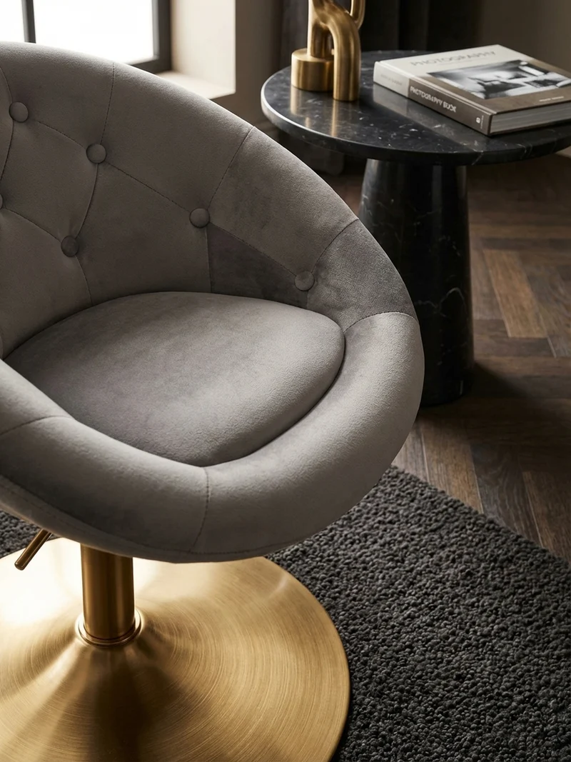 Loungesessel Chesterfield-Stil mit Samtbezug und 360° Drehfunktion