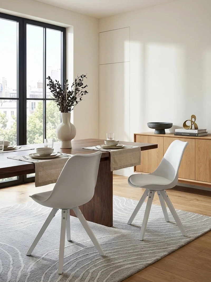 Esszimmerstuhl 2er Set Kunstlederbezug mit Holzgestell Modern gepolstert