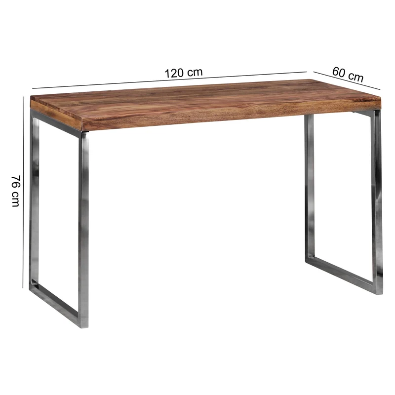 Schreibtisch Massivholz Landhausstil Chromgestell