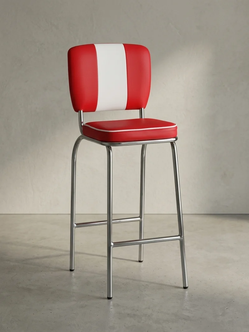 Barhocker Kunstleder Chromfuß Retro