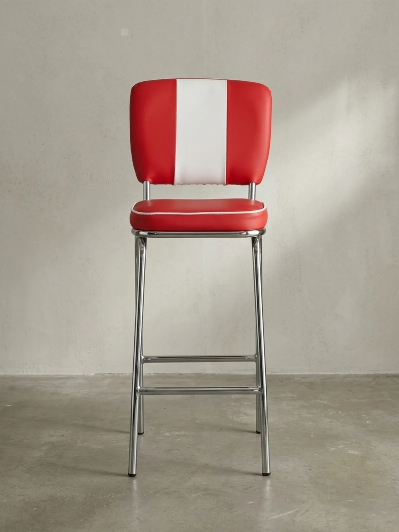 Barhocker Kunstleder Chromfuß Retro