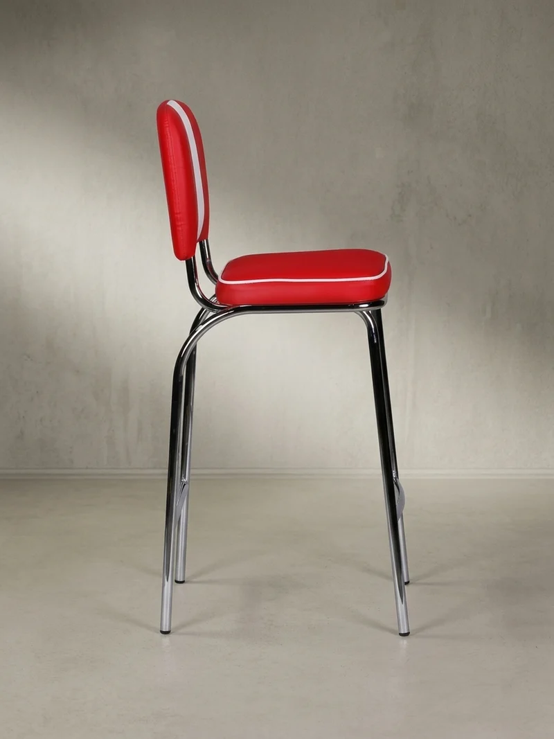 Barhocker Kunstleder Chromfuß Retro