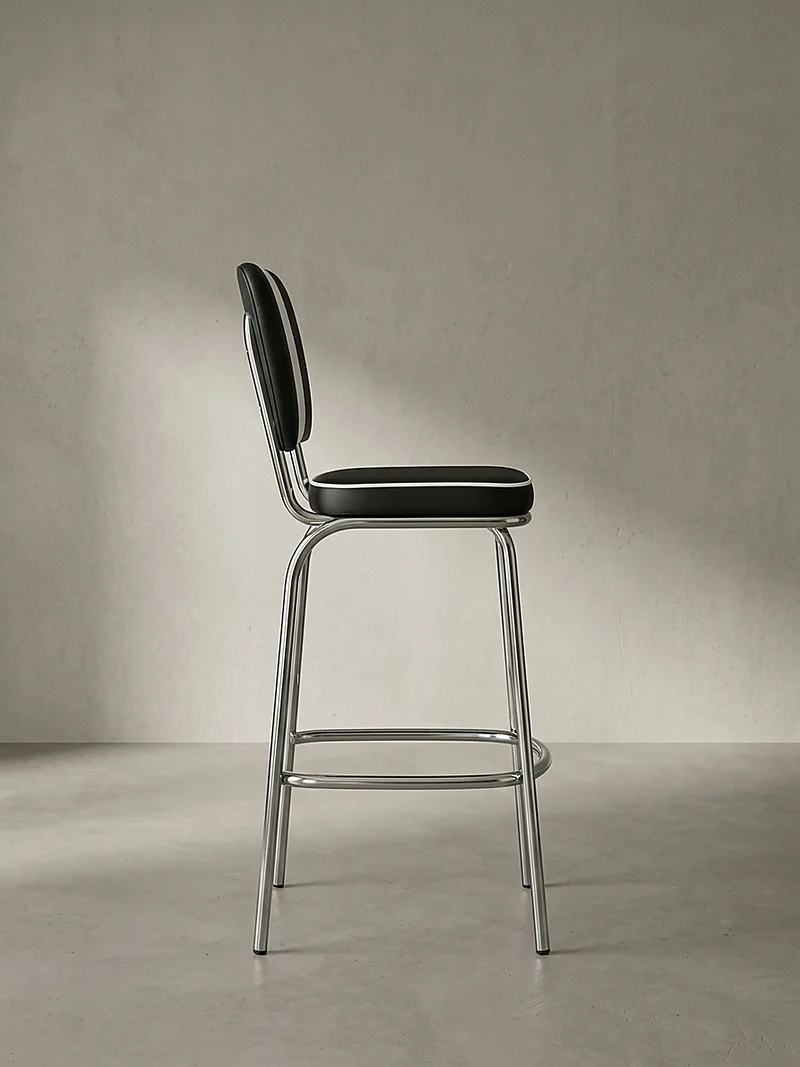 Barhocker Kunstleder Chromfuß Retro