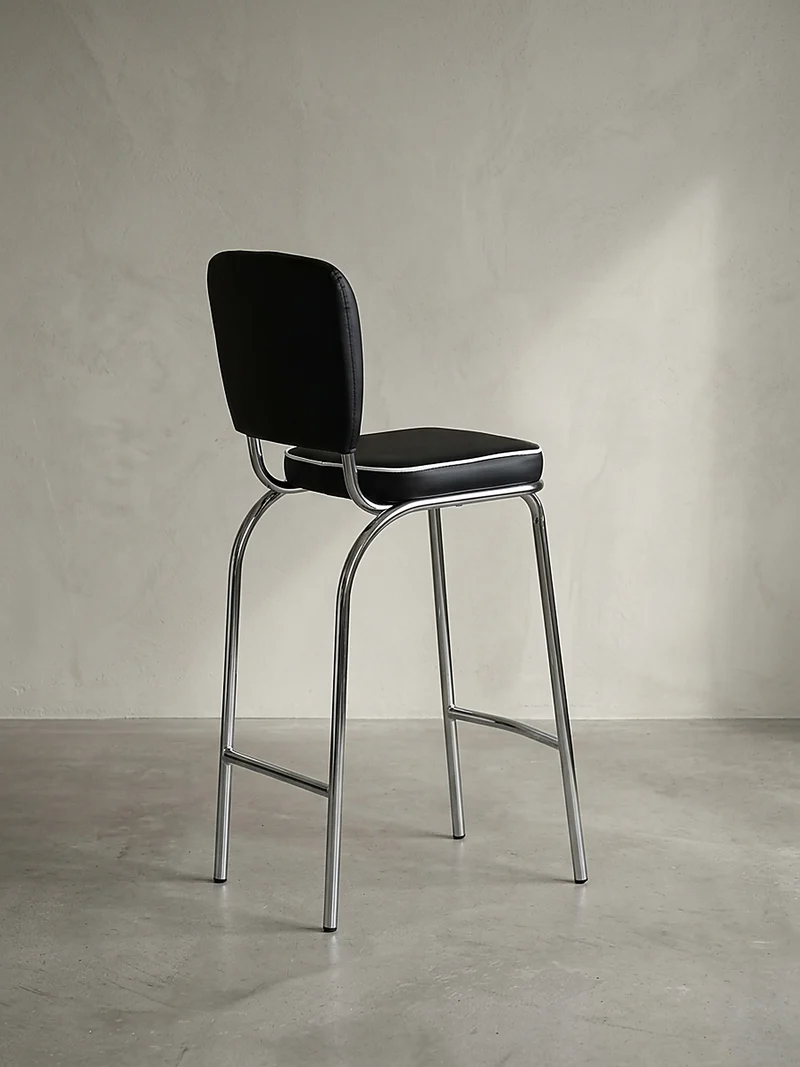 Barhocker Kunstleder Chromfuß Retro
