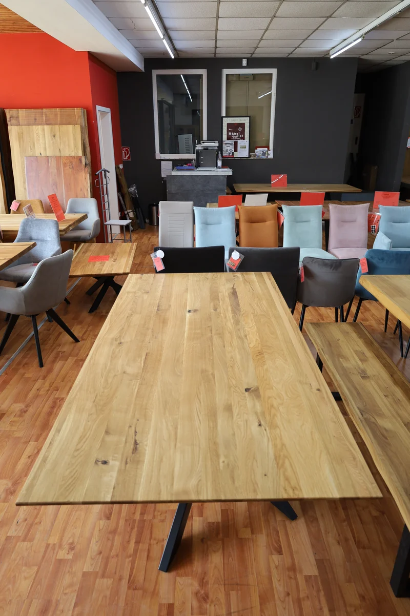 Esstisch Tisch + Massivholz Eiche + Stern Gestell 240x100cm