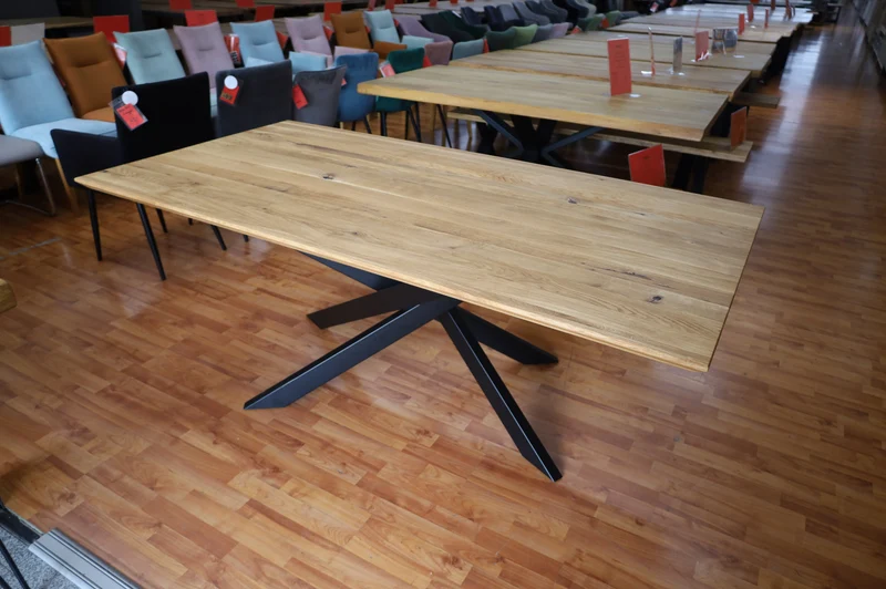 Esstisch Tisch + Massivholz Eiche + Stern Gestell 200x100cm