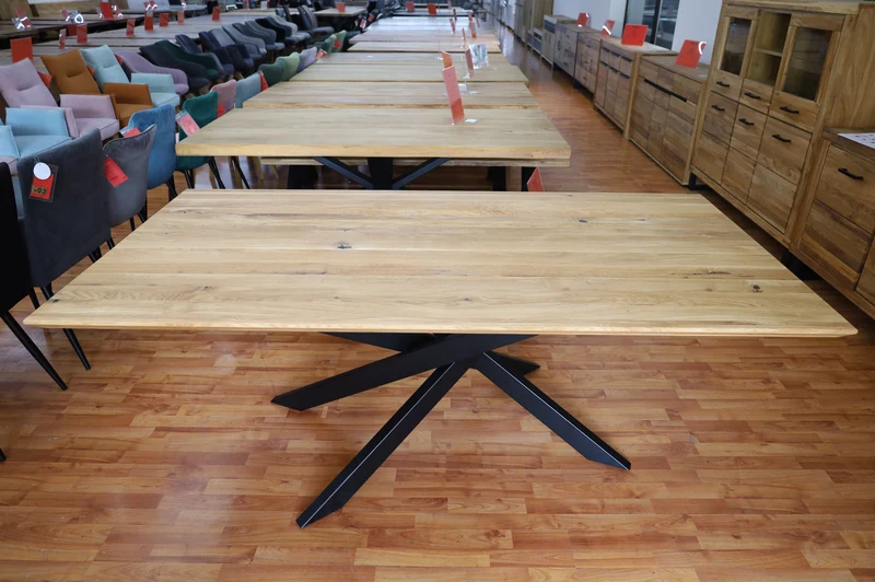 Esstisch Tisch + Massivholz Eiche + Stern Gestell 200x100cm