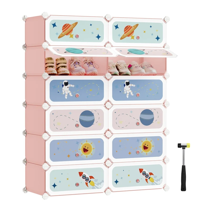 Estantería Modular Infantil Zapatero Plástico con Puertas para Ropa