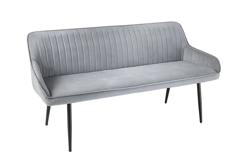 Elegante Sitzbank MILAN ca.160cm Samt grau Armlehnen