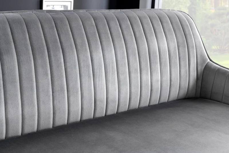 Elegante Sitzbank MILAN ca.160cm Samt grau Armlehnen