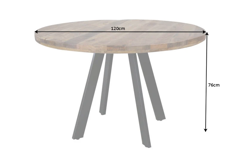 Industrie-Look Esstisch ARTE 120cm rund Mangoholz natural