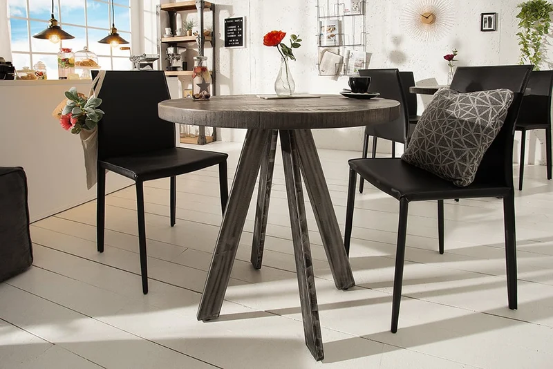 Mango Esstisch ARTE 80cm grau Industrie-Design Gestell